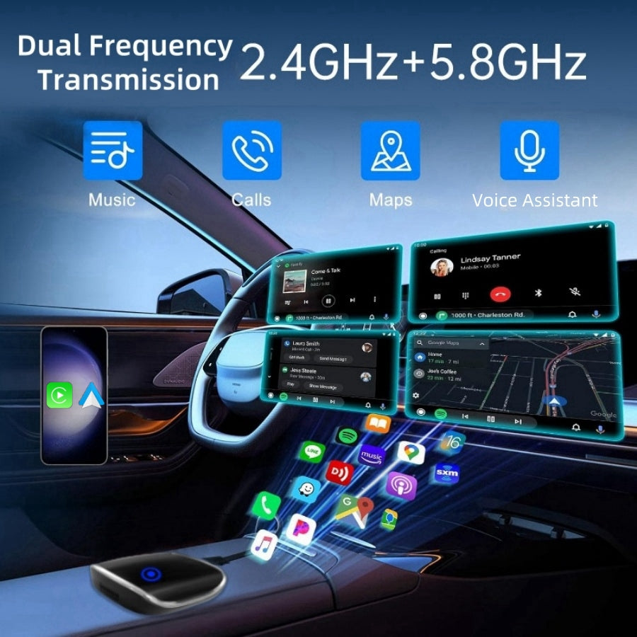 Wired to Wireless CarPlay and Android Auto Adapter, 2-in-1 Dual System Support Wireless Adapter, Plug and Play, Auto Connection , for Cars from 2014 with Factory Wired Carplay and Android Auto