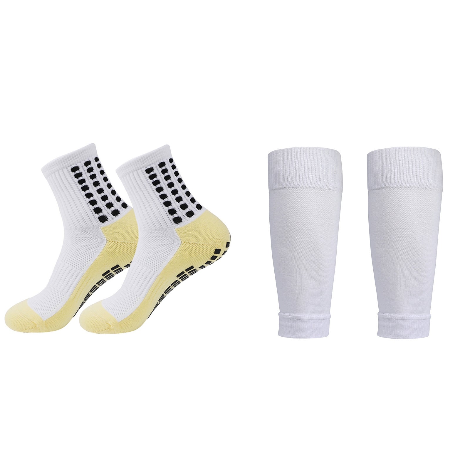 Professional Anti-slip Sports Socks Set - Grip Sports Socks and Shin Guard Sleeves, Non-slip Mesh Breathable Soccer Socks, Comfortable Athletic Socks, Yoga Socks, For All Seasons